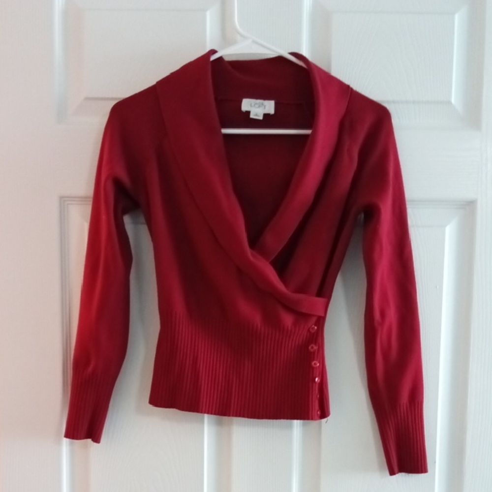 BUY 1 GET 1 FREE 🔥 LOFT Cherry Red Wrap Sweater